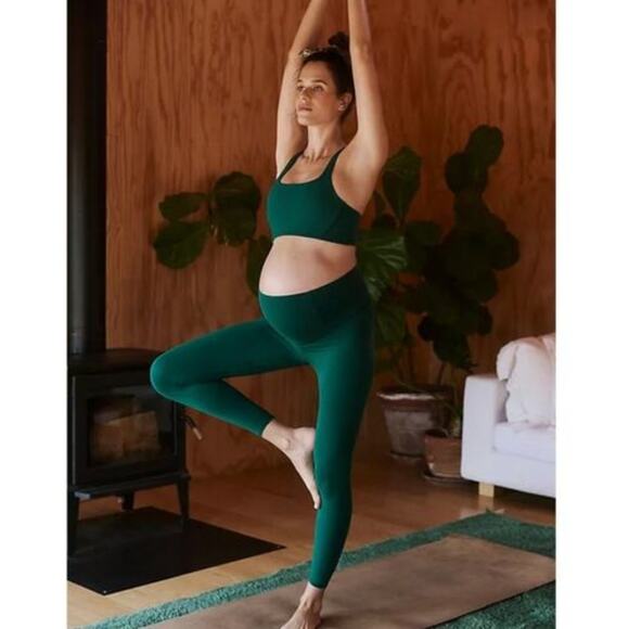 NEW Free People Hatch Maternity Green Sports Bra Legging Two Piece Matching Set - Picture 1 of 11